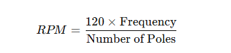 RPM=120&times;Frequency Number of Poles