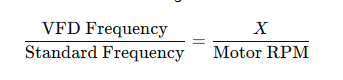 formula to calculate the RPM for a motor using a VFD